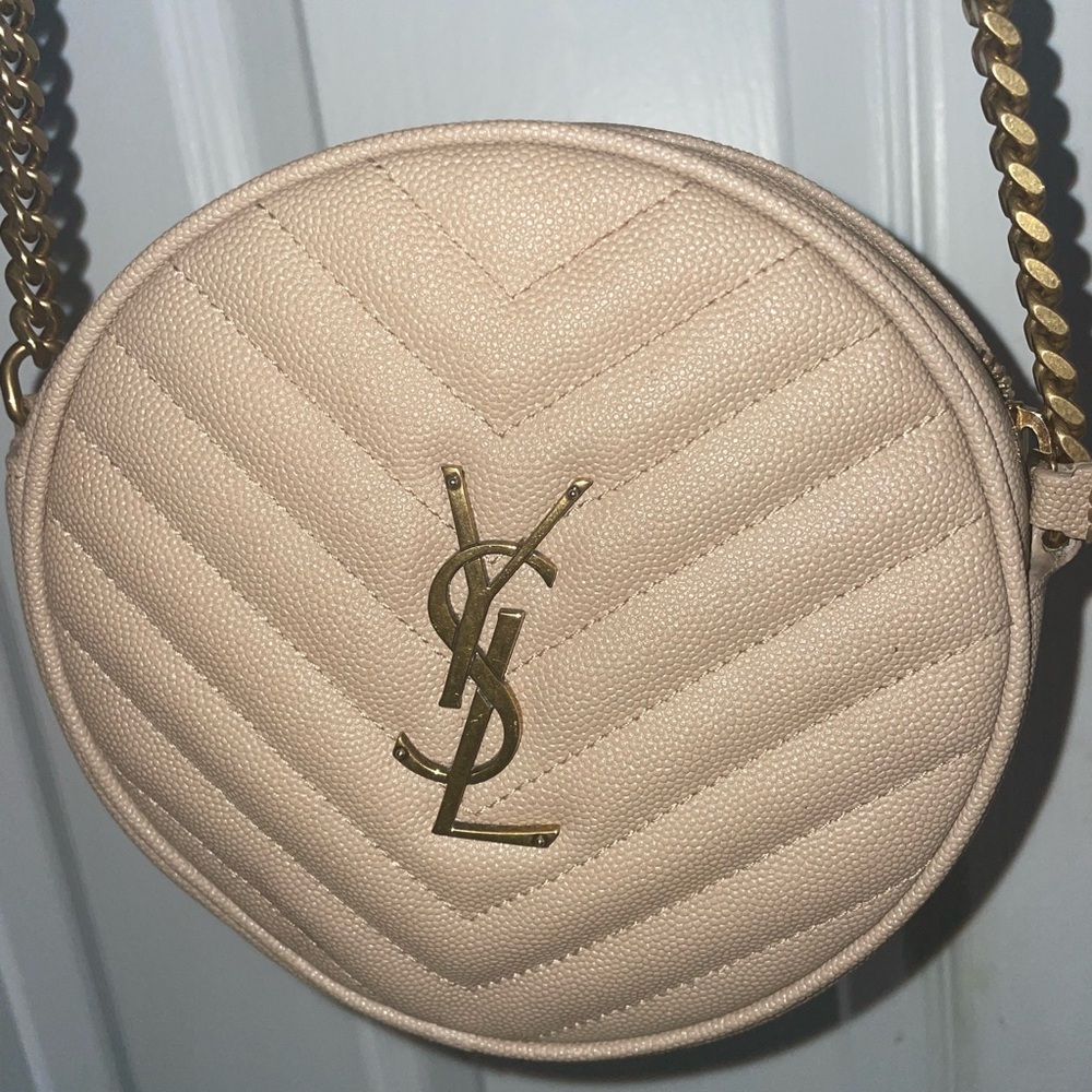 Yves Saint Laurent Beige Quilted Round Bag